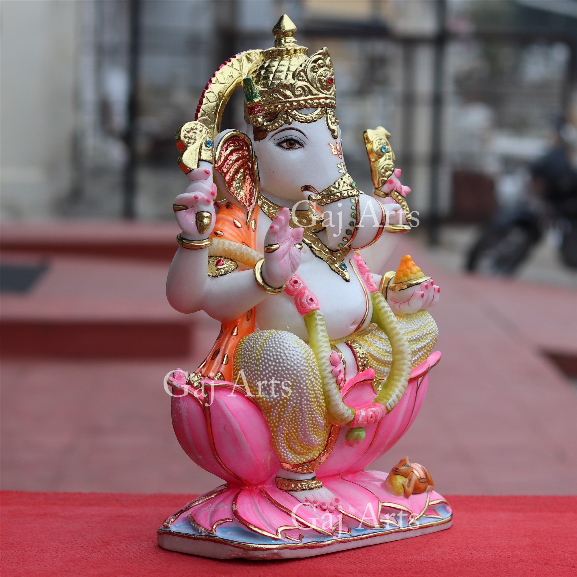 Super White Makrana Marble Ganesh Idol | 18 Inch