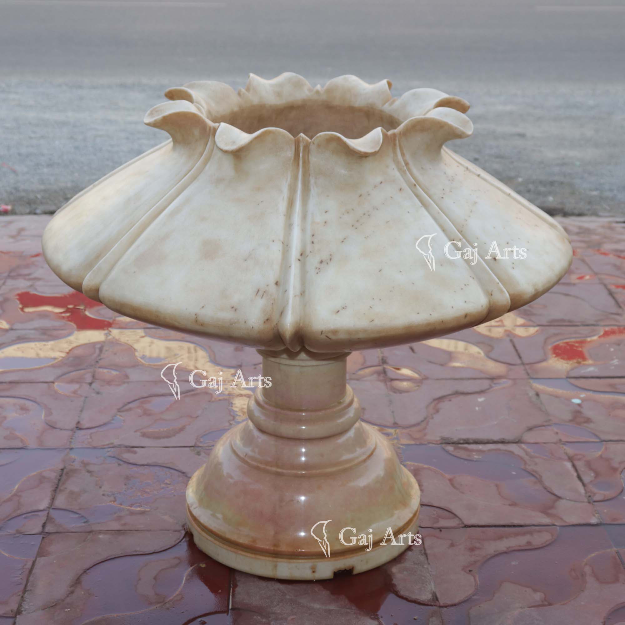 White Makrana Marble Water Fountain | 27 Inch