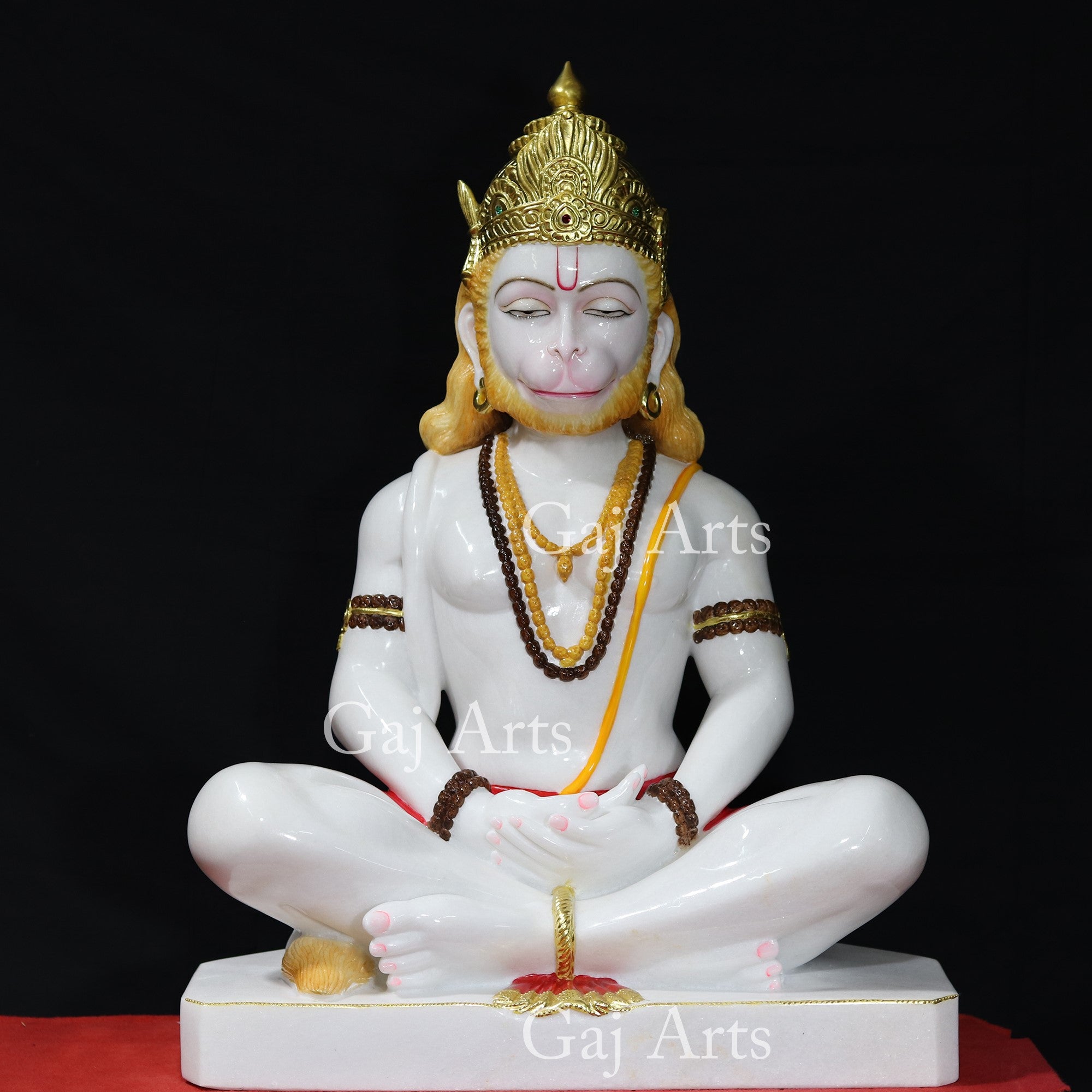White Marble Dhyana Hanuman Ji | 36 Inch