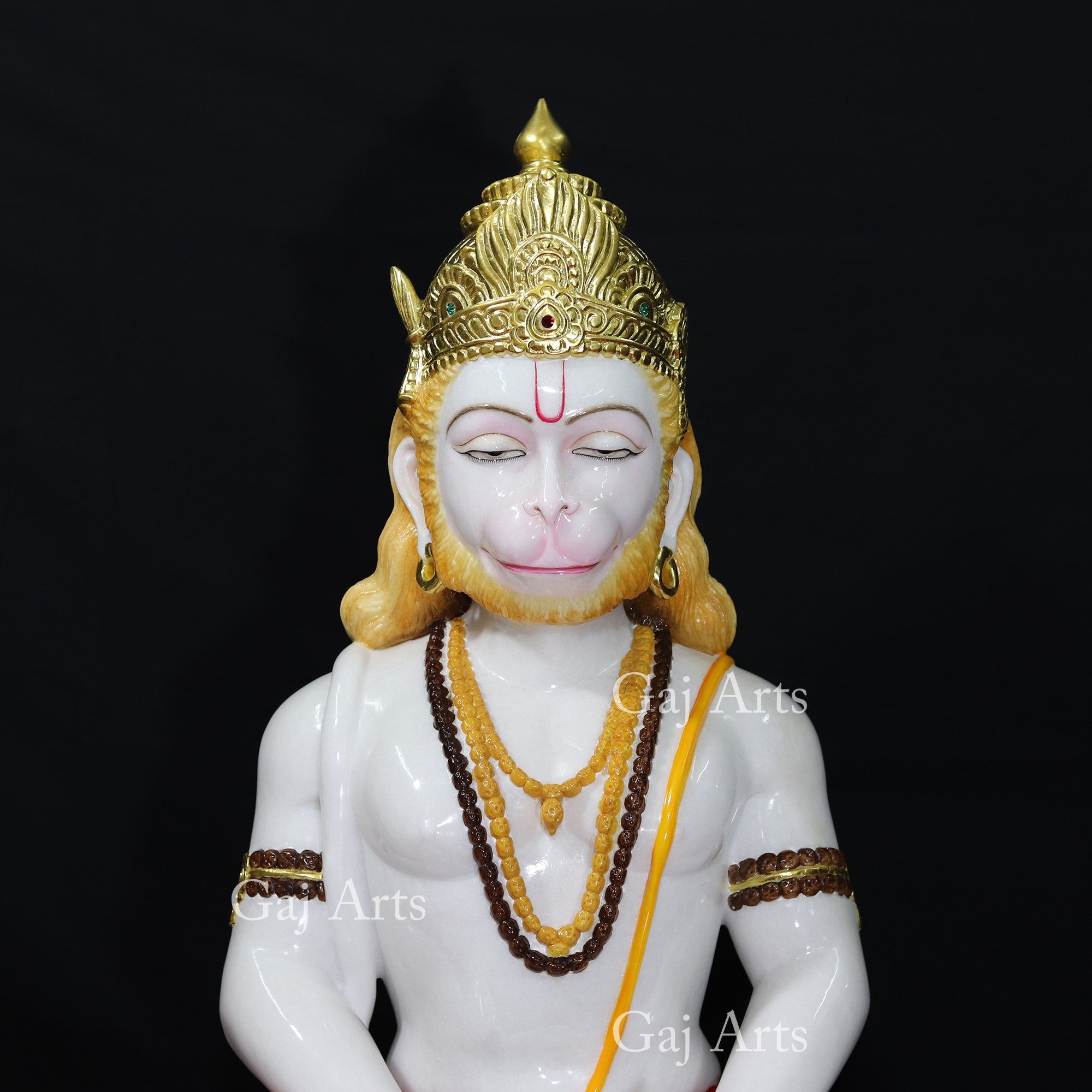 White Marble Dhyana Hanuman Ji | 36 Inch