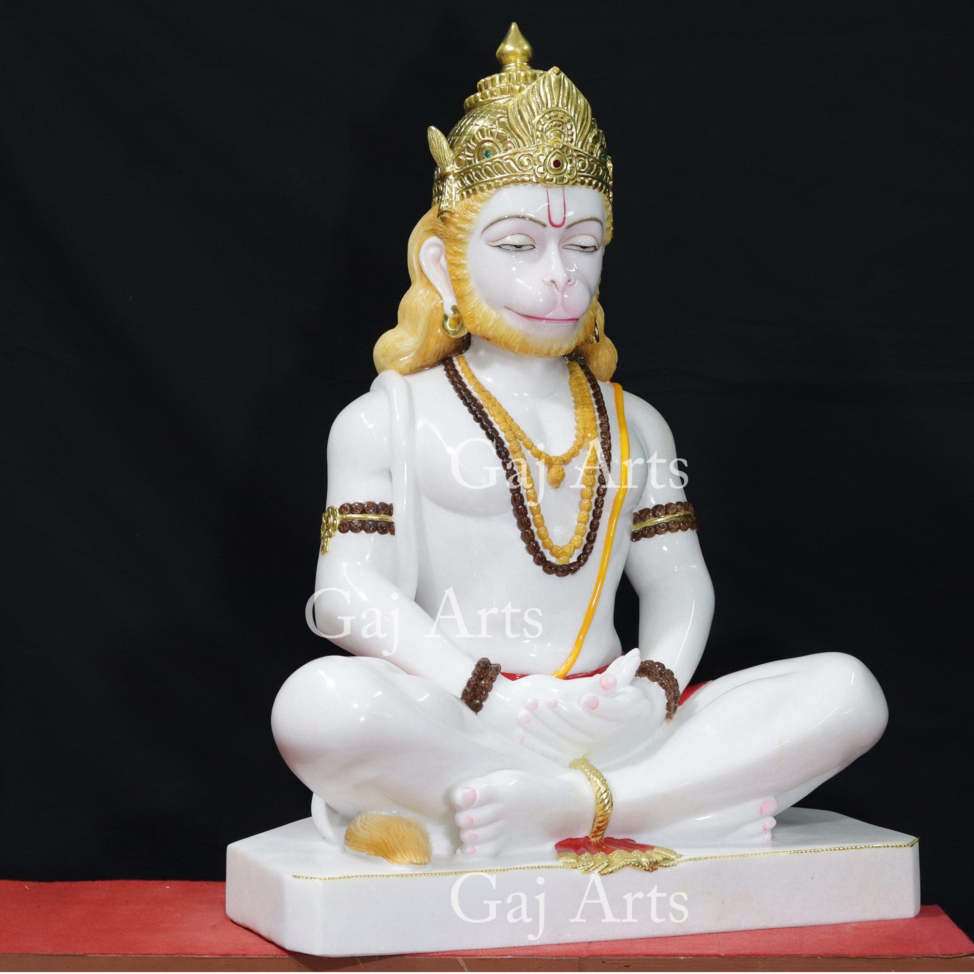 White Marble Dhyana Hanuman Ji | 36 Inch