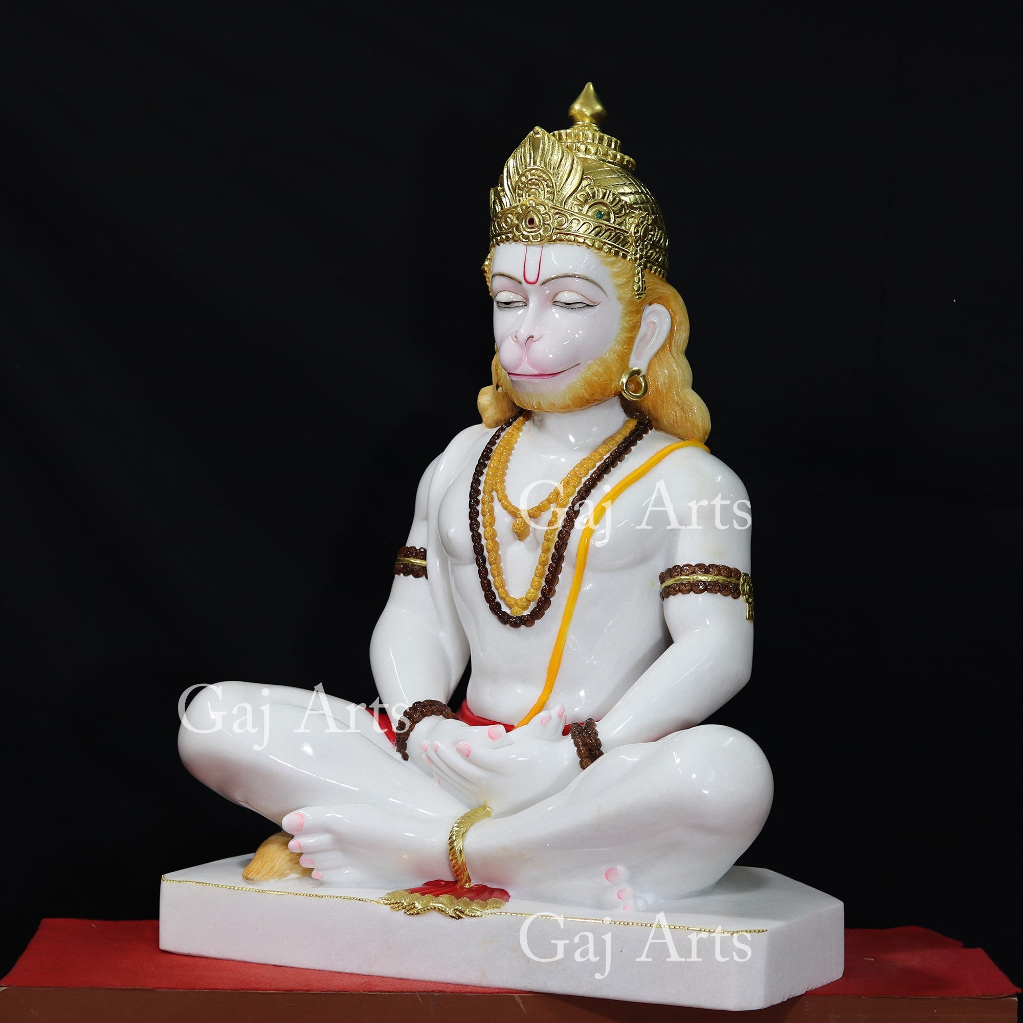 White Marble Dhyana Hanuman Ji | 36 Inch