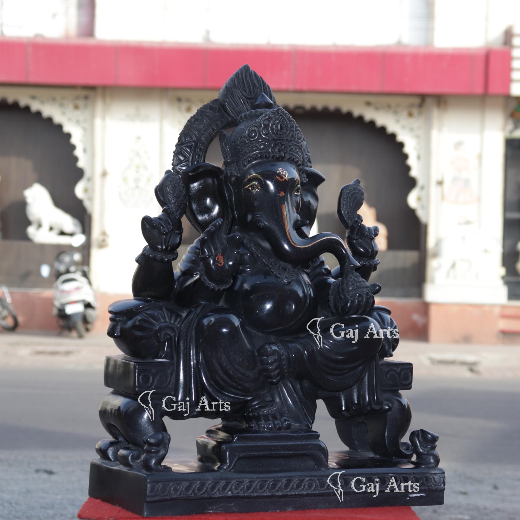 Rajasthan Black Marble Ganesh Statue | 21 Inch