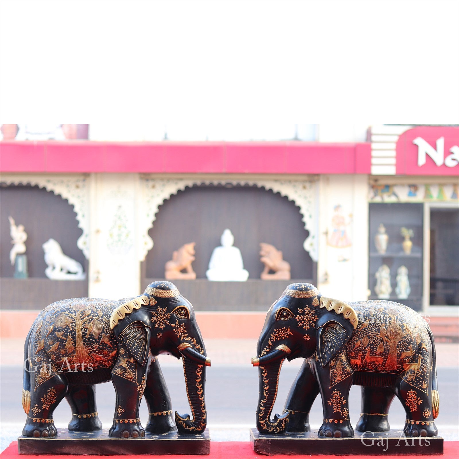 Rajasthani Black Marble Elephant Statue | 24 Inch