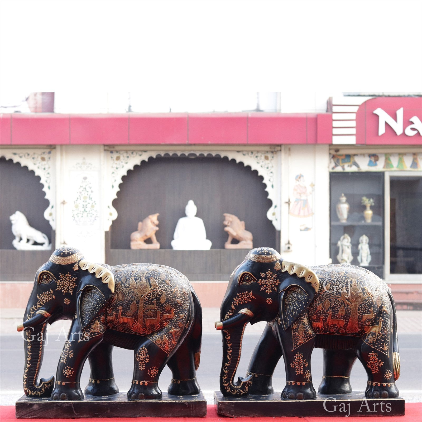 Rajasthani Black Marble Elephant Statue | 24 Inch