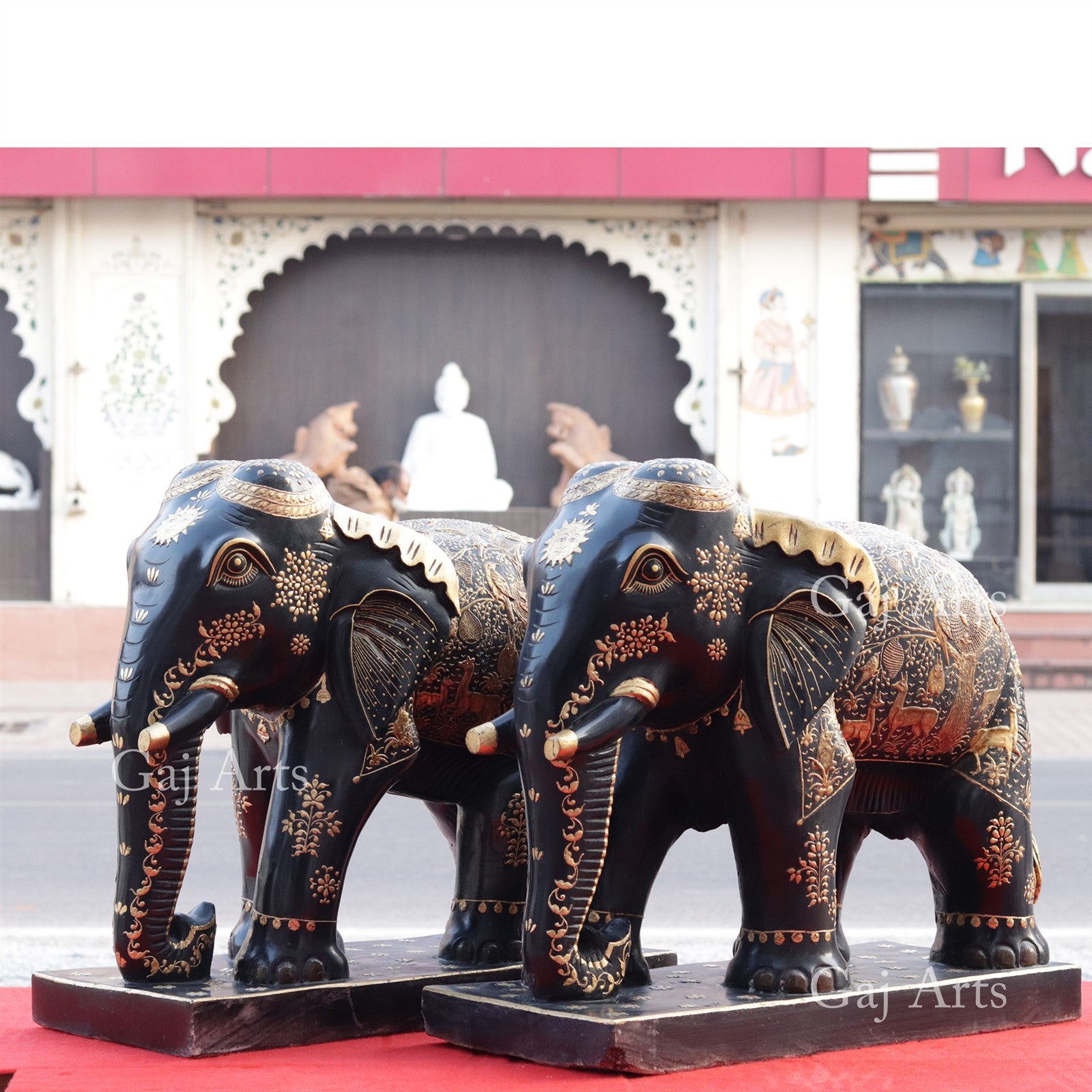 Rajasthani Black Marble Elephant Statue | 24 Inch