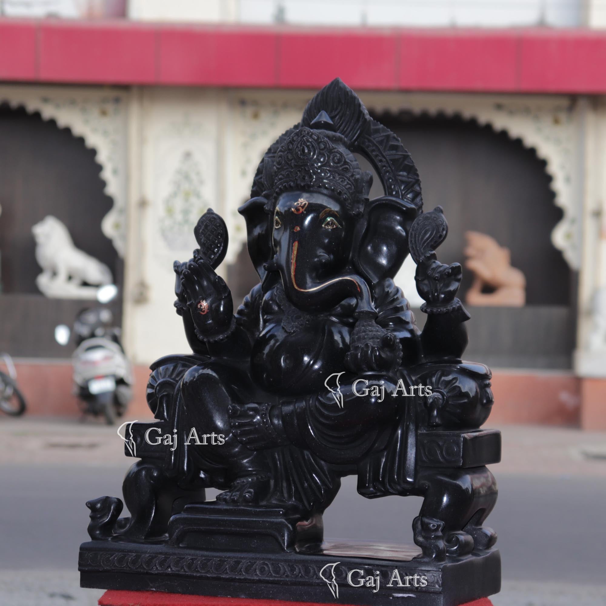 Rajasthan Black Marble Ganesh Statue | 21 Inch