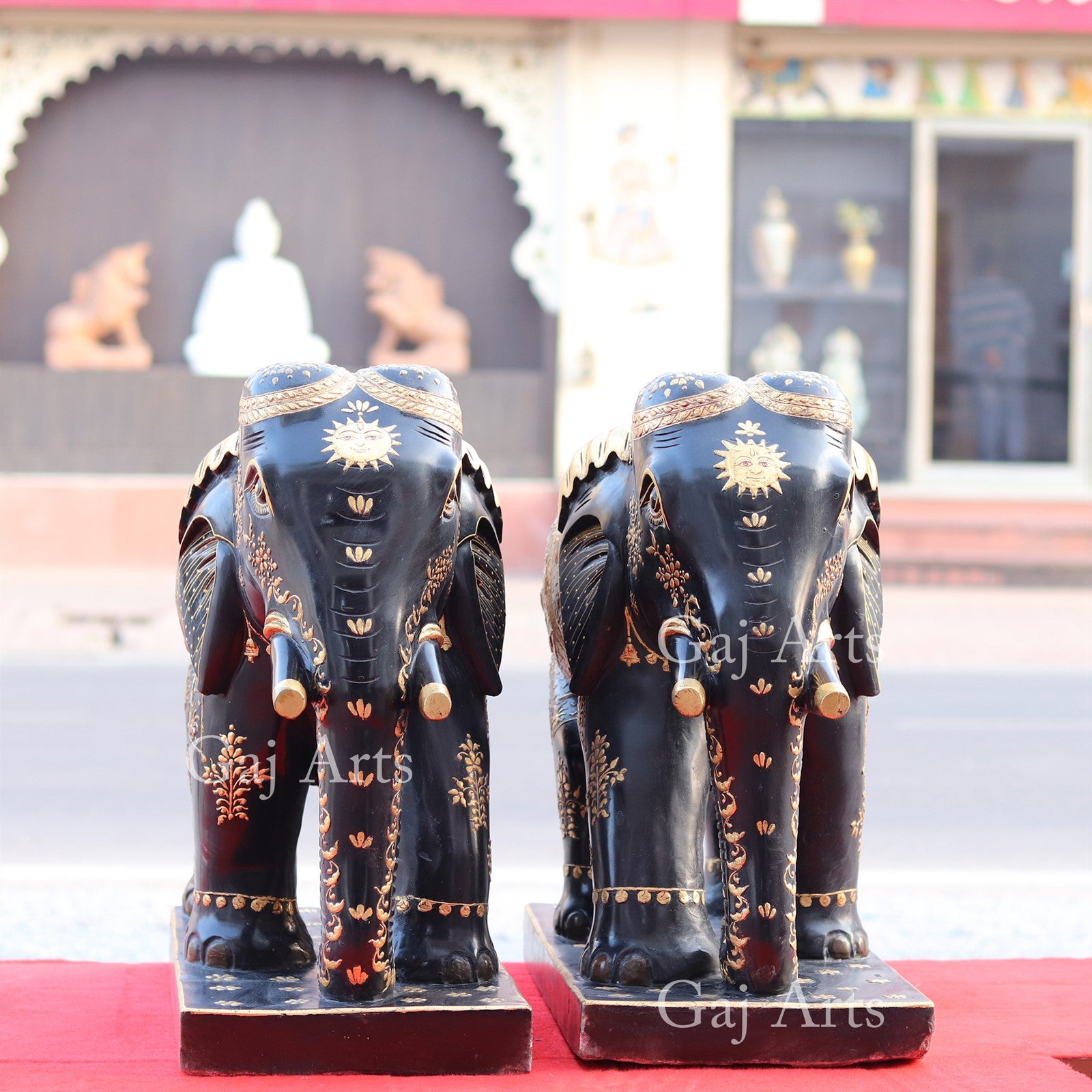 Rajasthani Black Marble Elephant Statue | 24 Inch