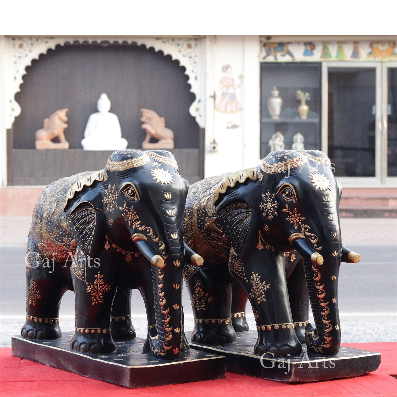 Rajasthani Black Marble Elephant Statue | 24 Inch