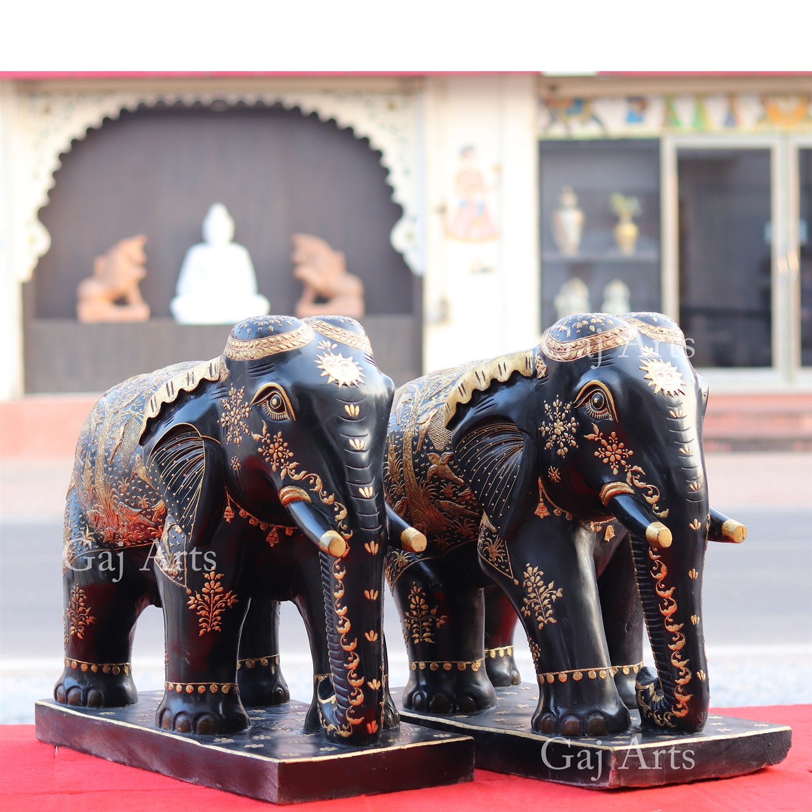 Rajasthani Black Marble Elephant Statue | 24 Inch