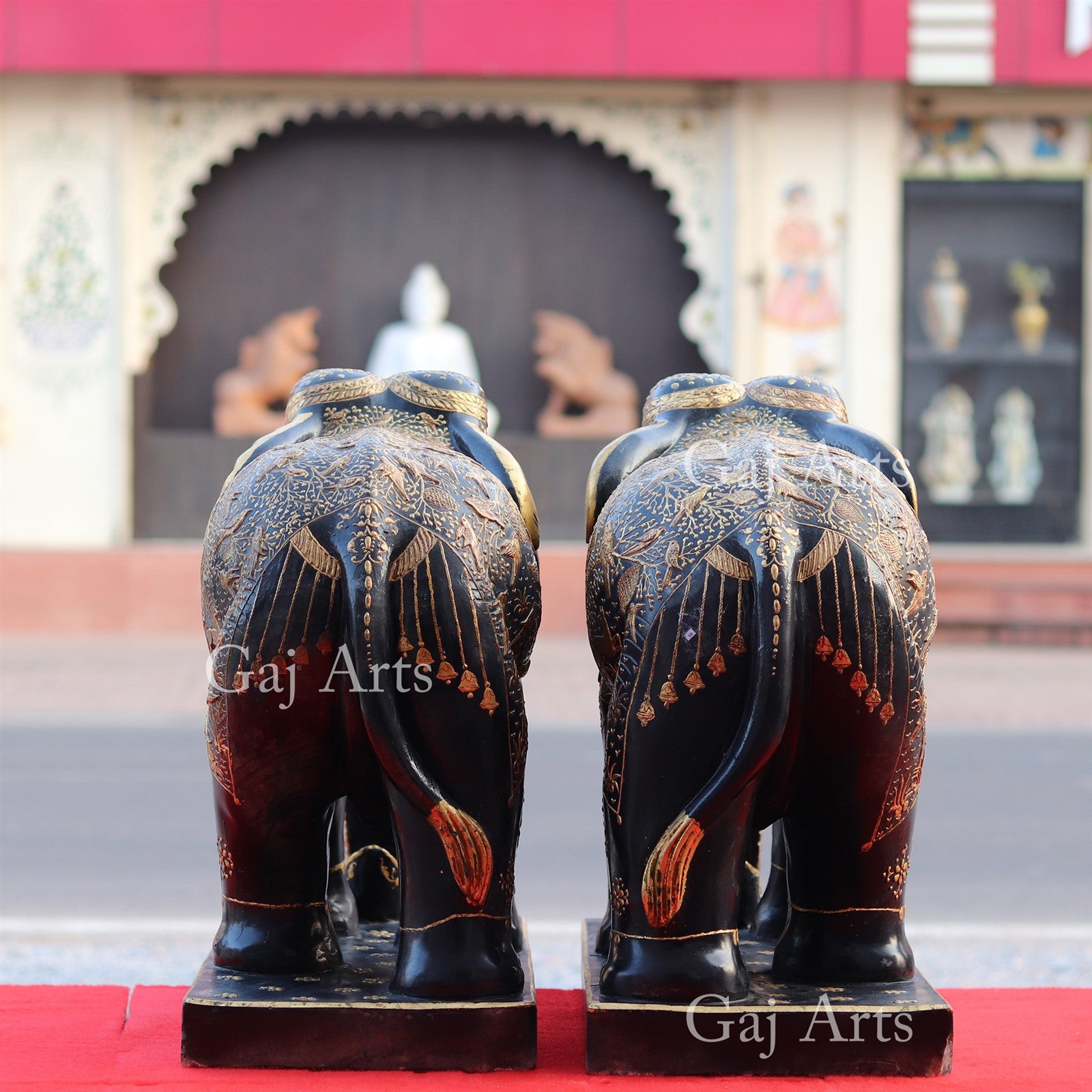 Rajasthani Black Marble Elephant Statue | 24 Inch