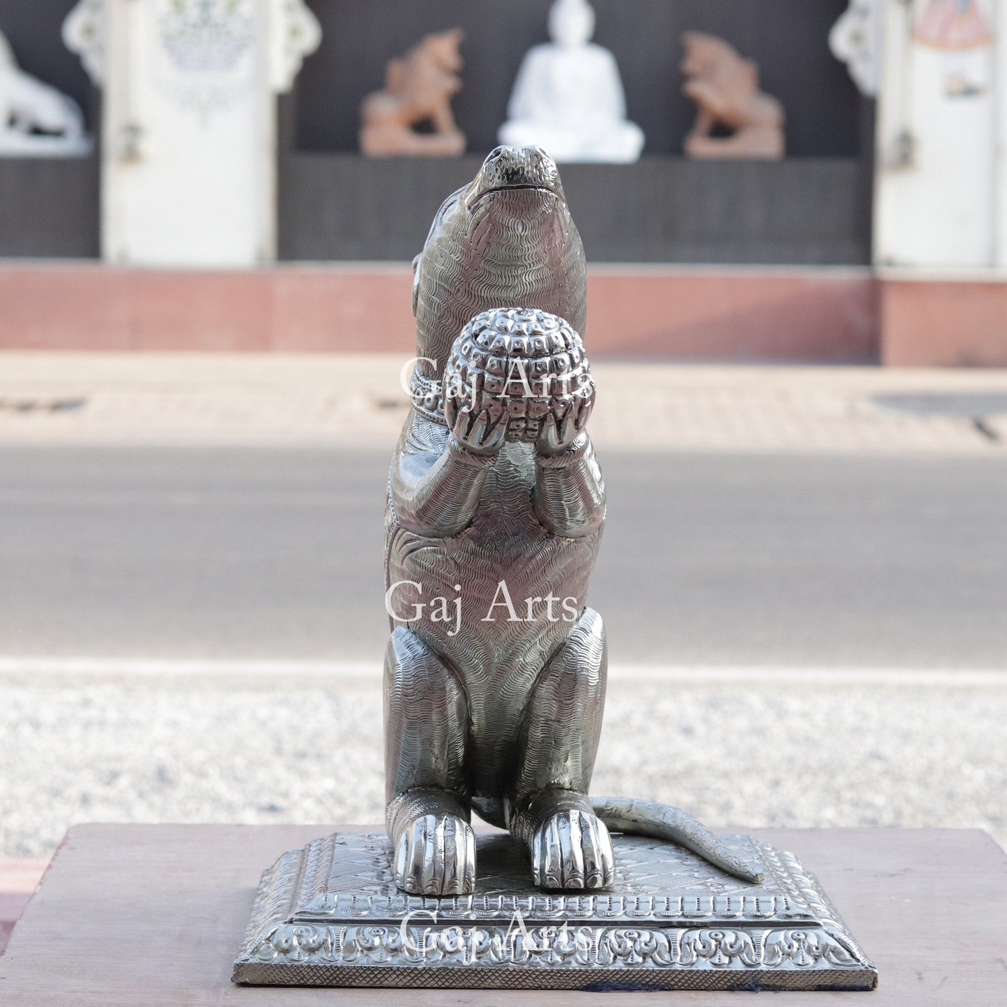 Hand-Carved Wooden Mouse Sculpture | 18 Inch
