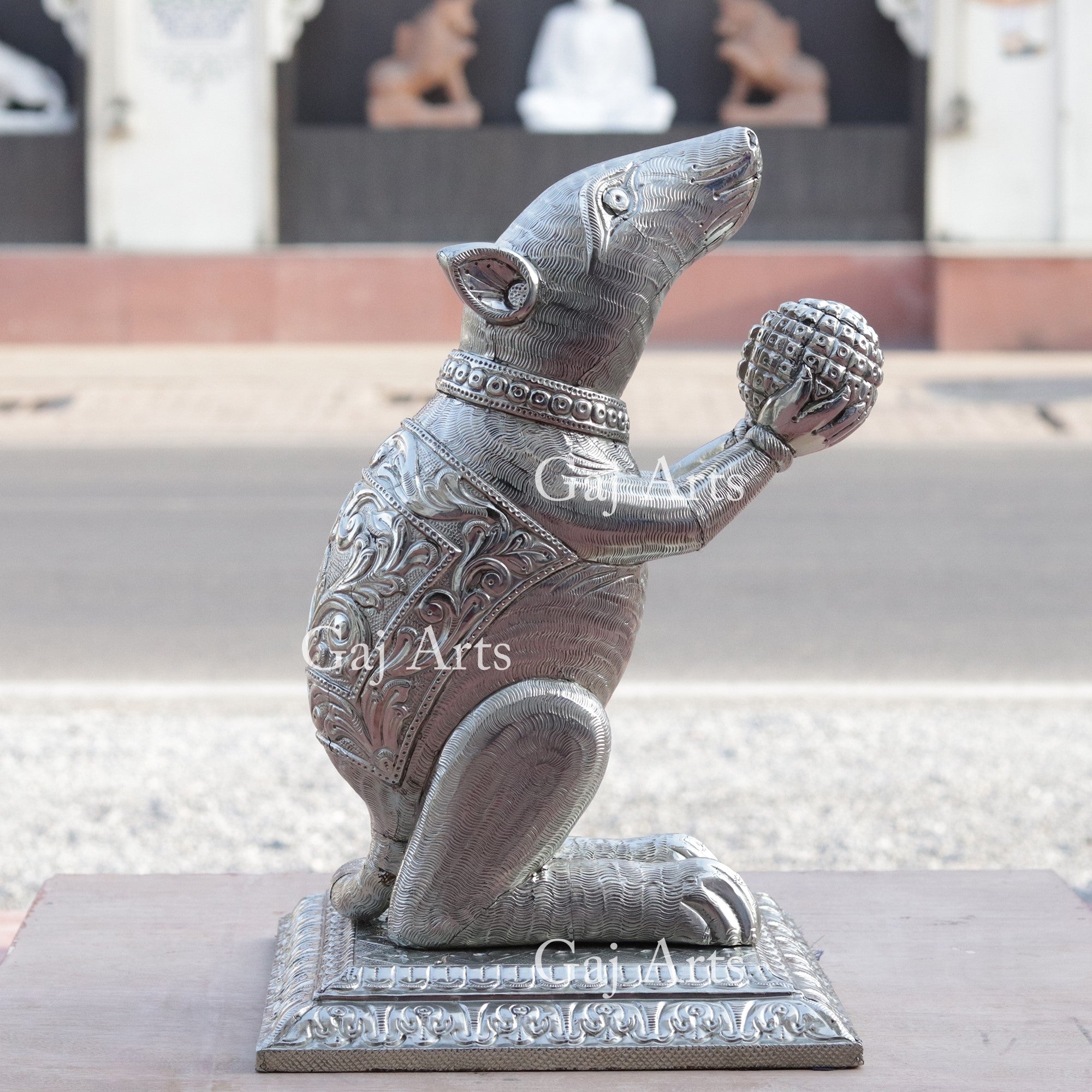 Hand-Carved Wooden Mouse Sculpture | 18 Inch