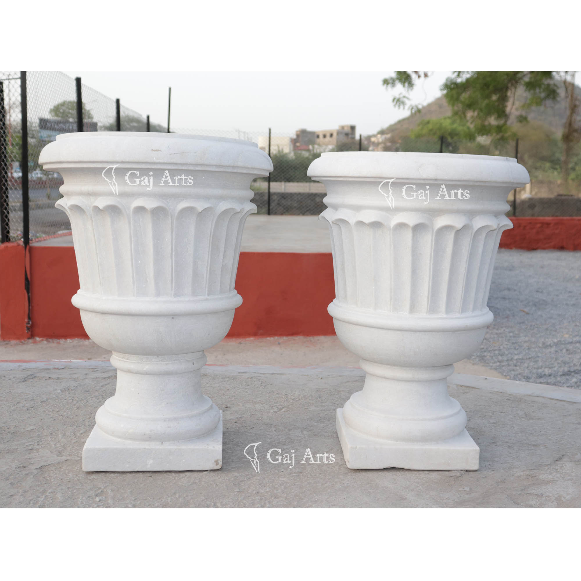 Refined White Marble Planter | 24 Inch
