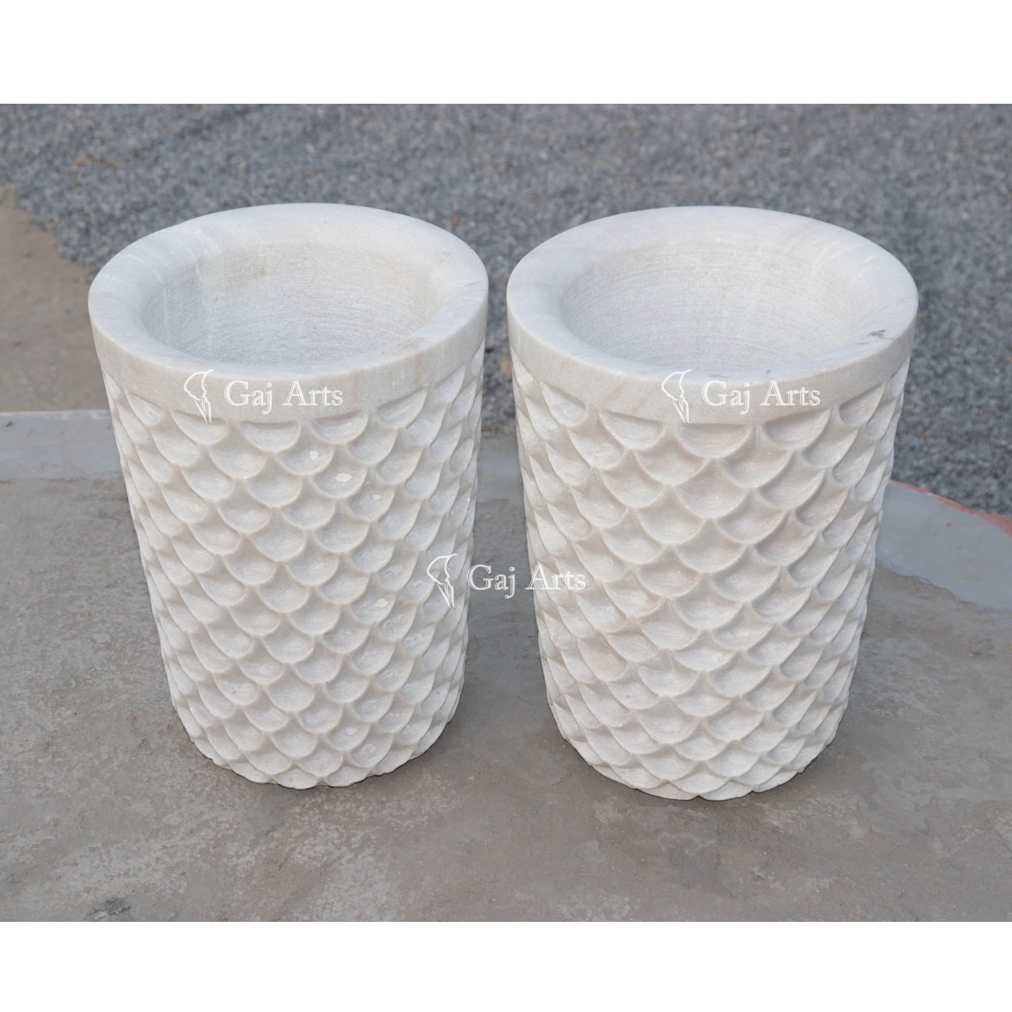 Pure White Marble Planter | 16 Inch