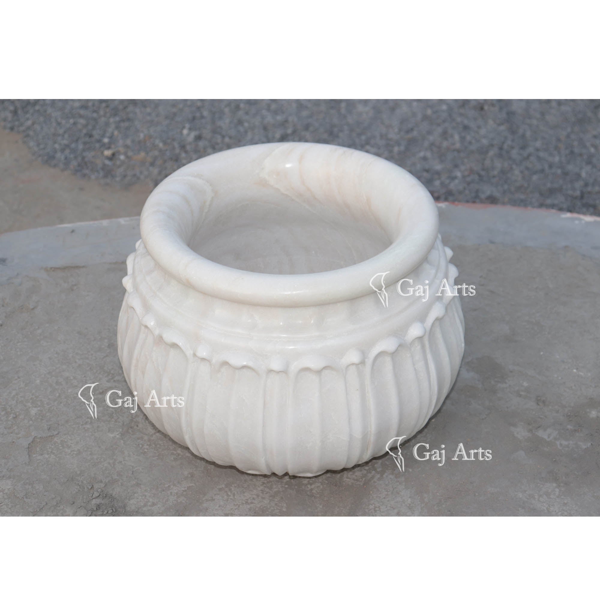 White Marble Planter | 13 Inch