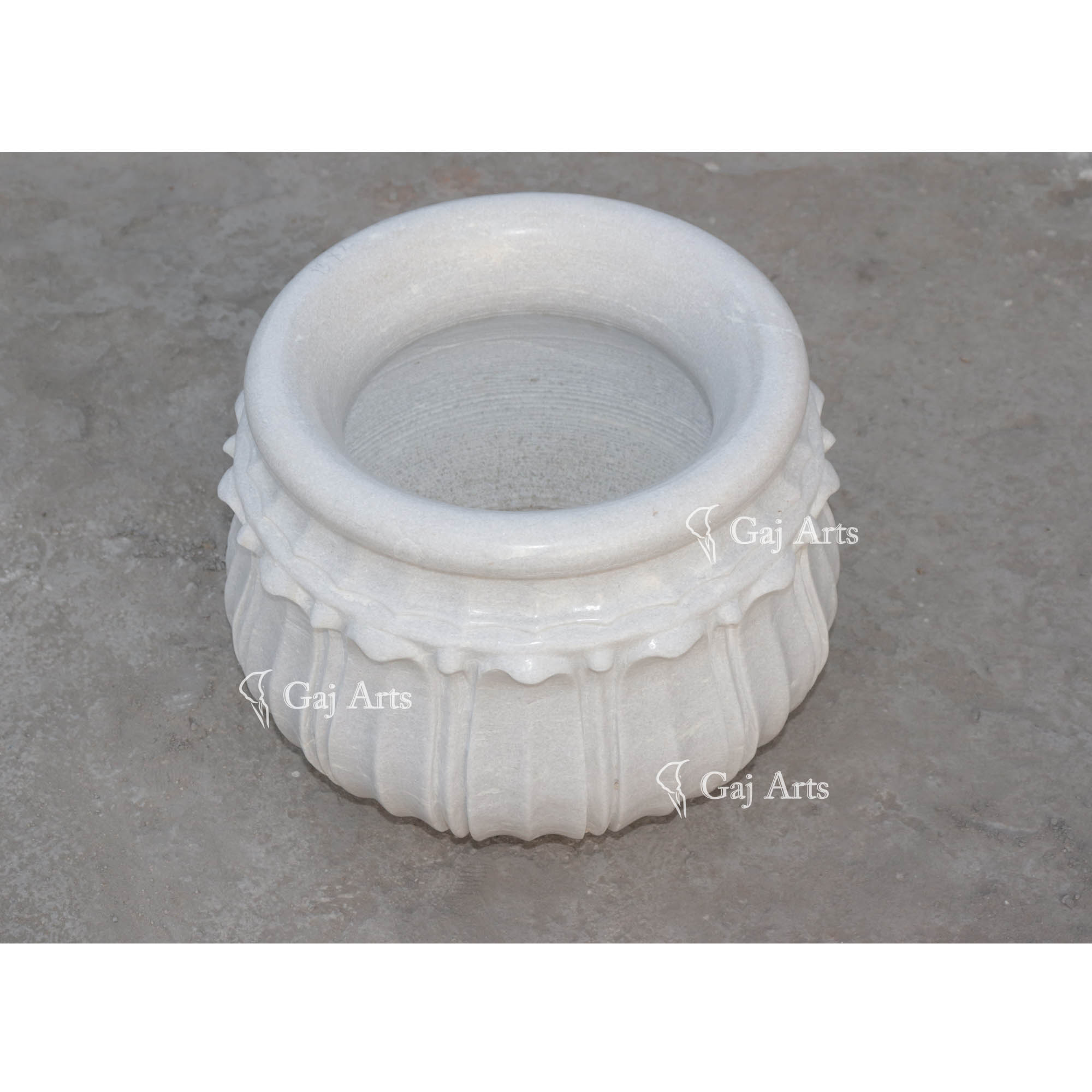 Premium White Marble Planter | 13 Inch