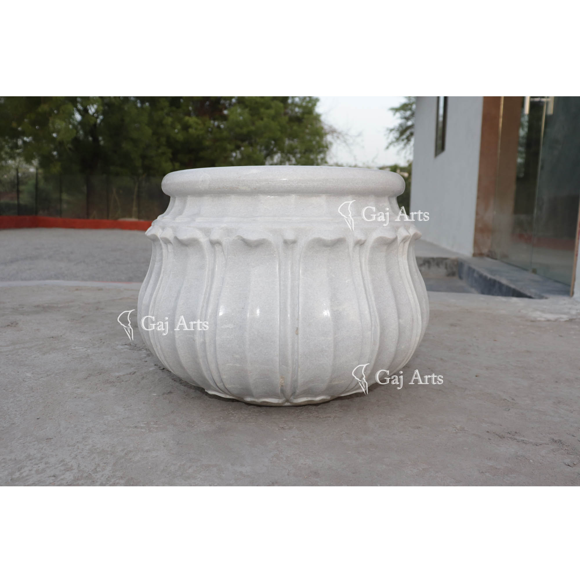 Premium White Marble Planter | 13 Inch