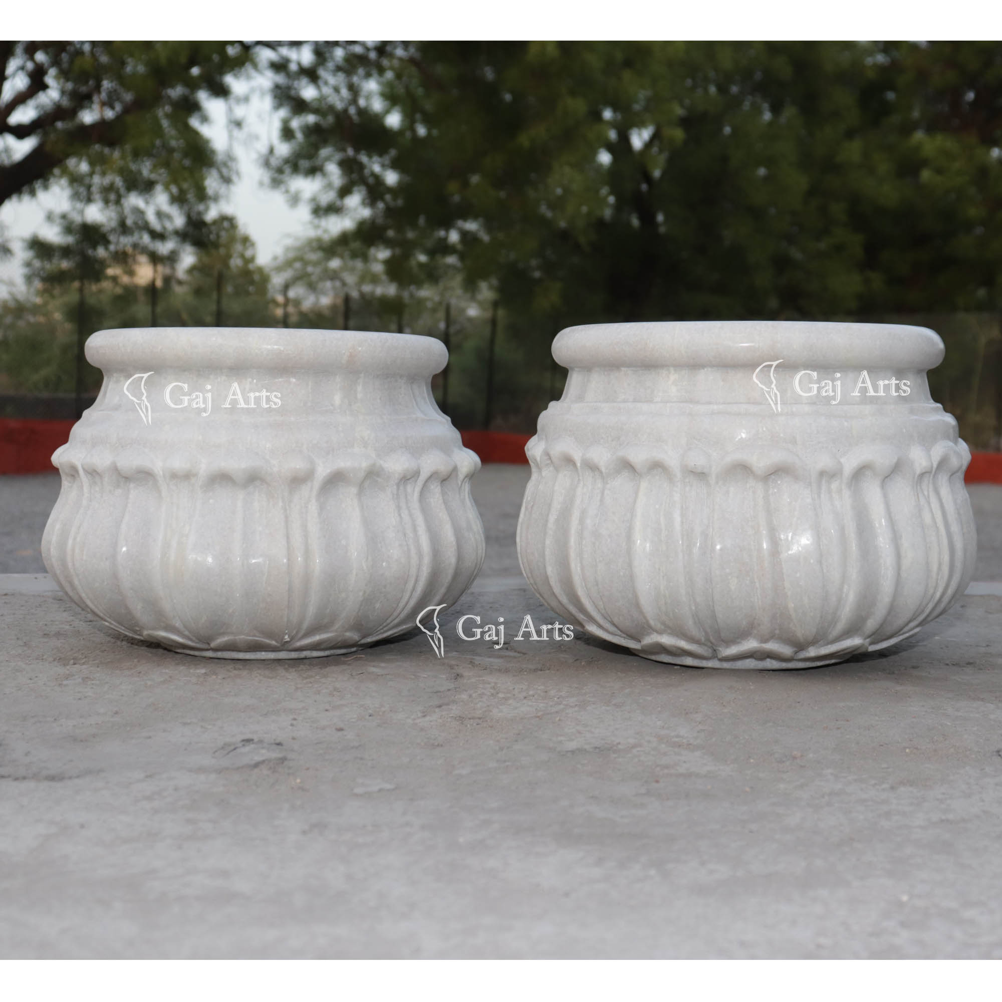 White Marble Planter | 9 Inch