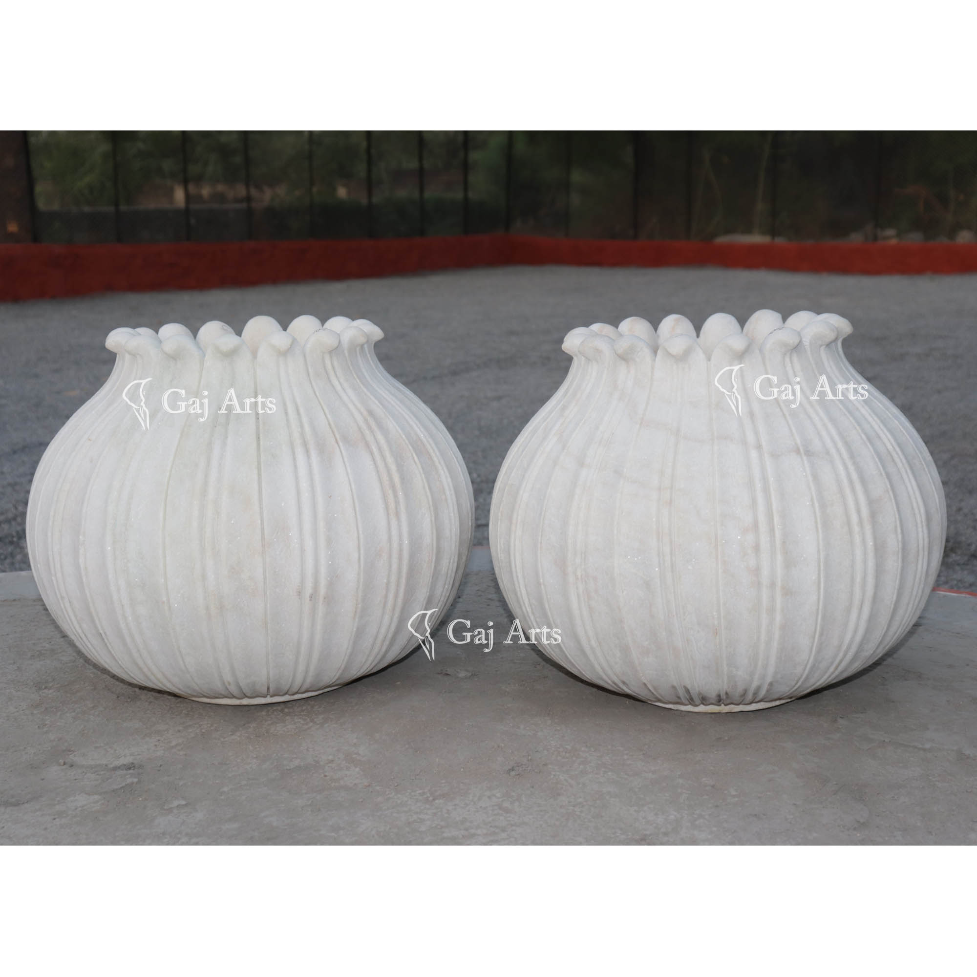Premium White Marble Planter | 15 Inch