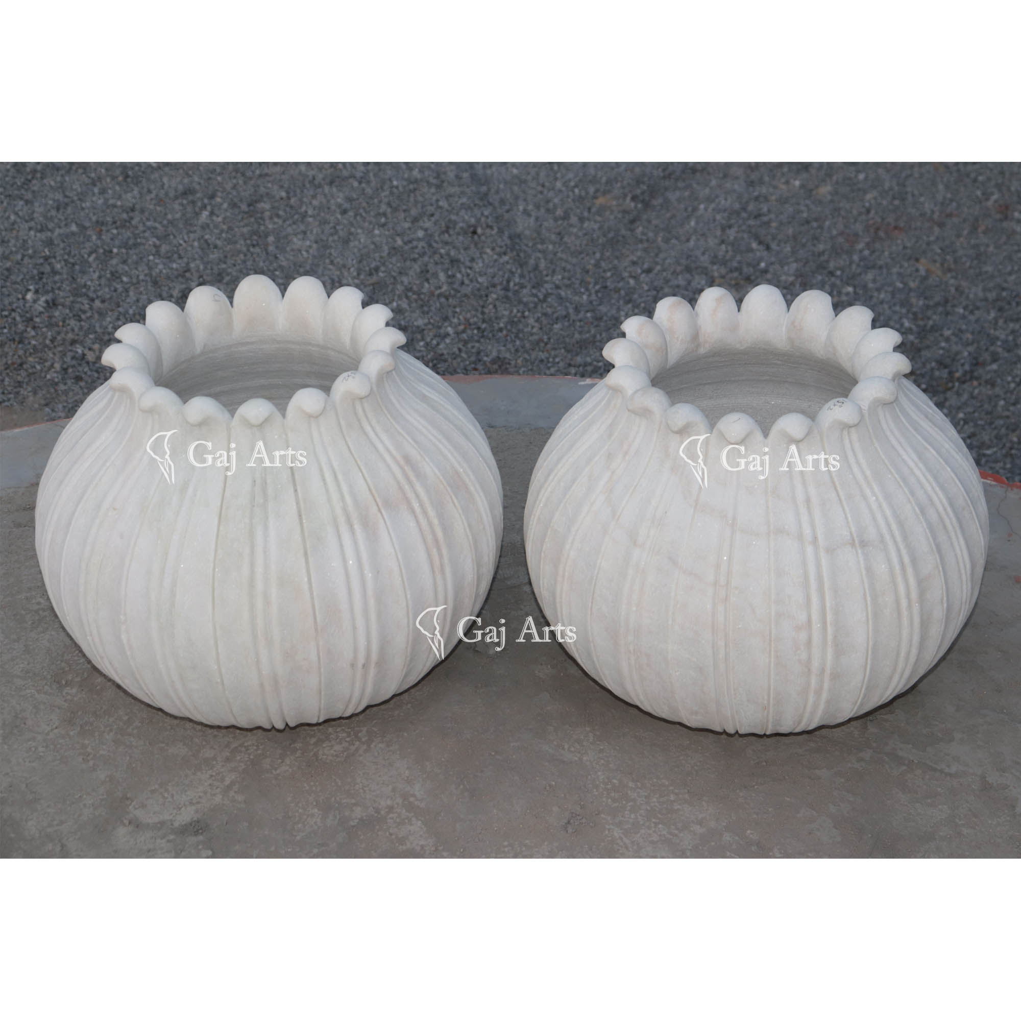 Premium White Marble Planter | 15 Inch