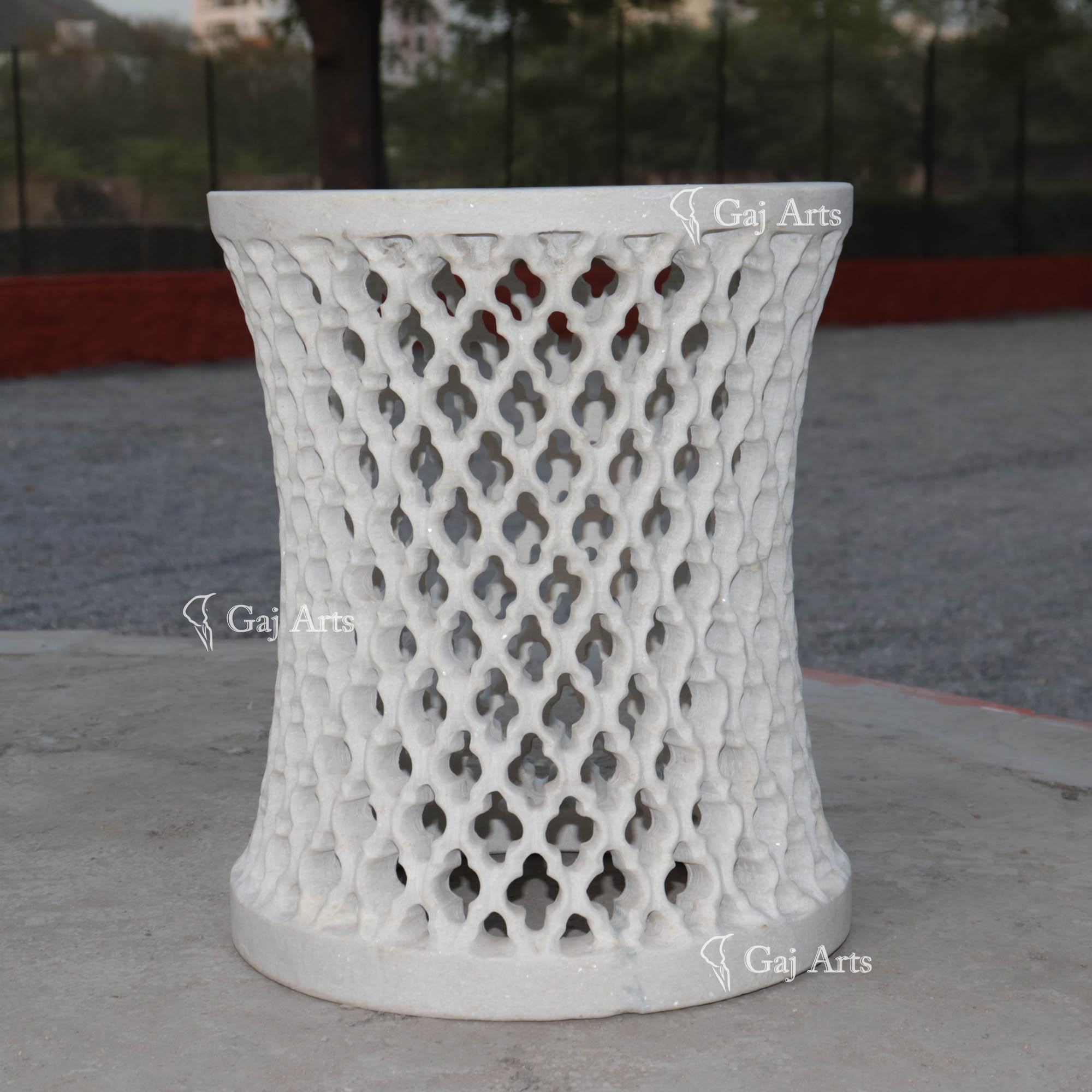White Marble Jali Stand | 18 Inch