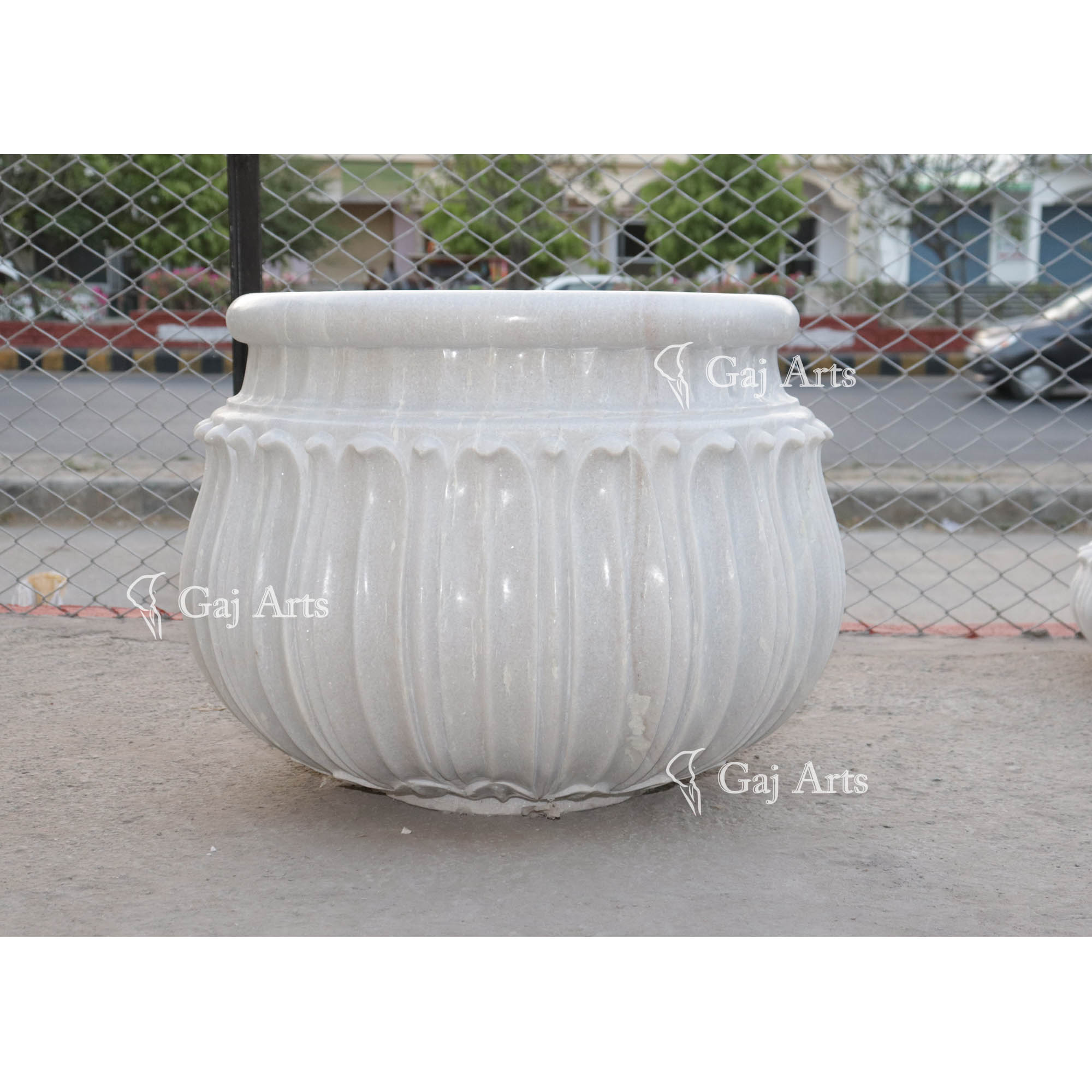 Premium White Marble Planter | 21 Inch