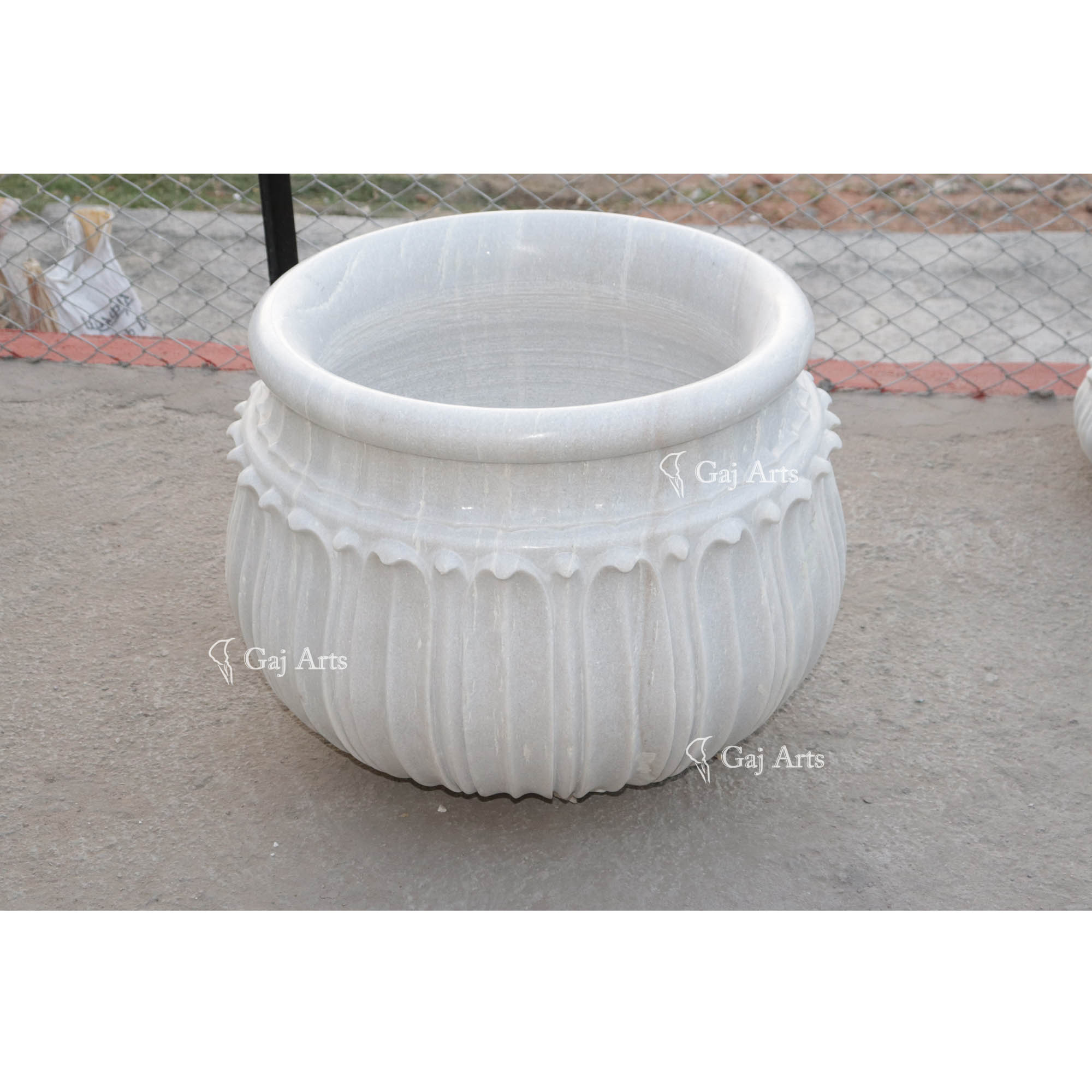Premium White Marble Planter | 21 Inch