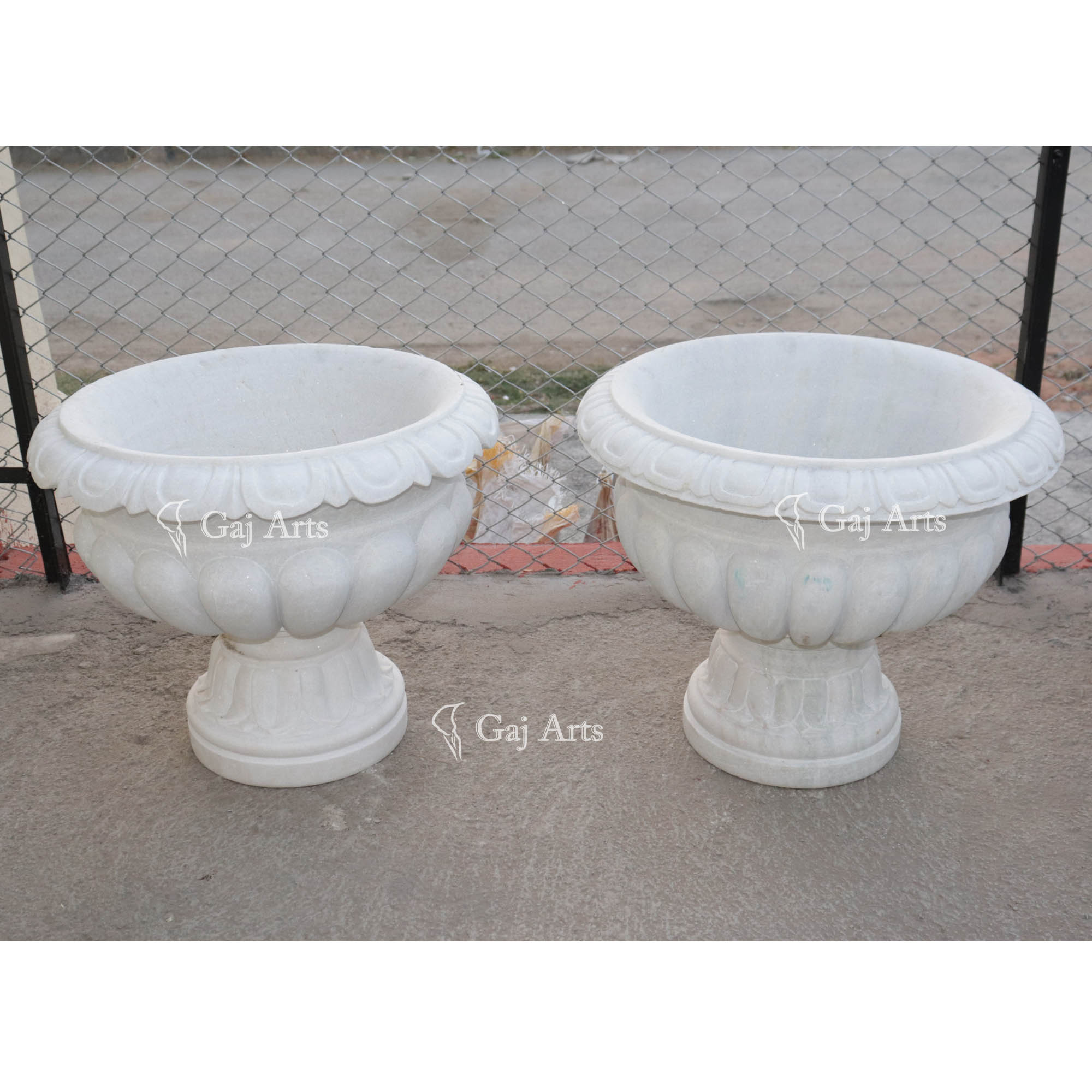 Elegant White Marble Planter | 21 Inch