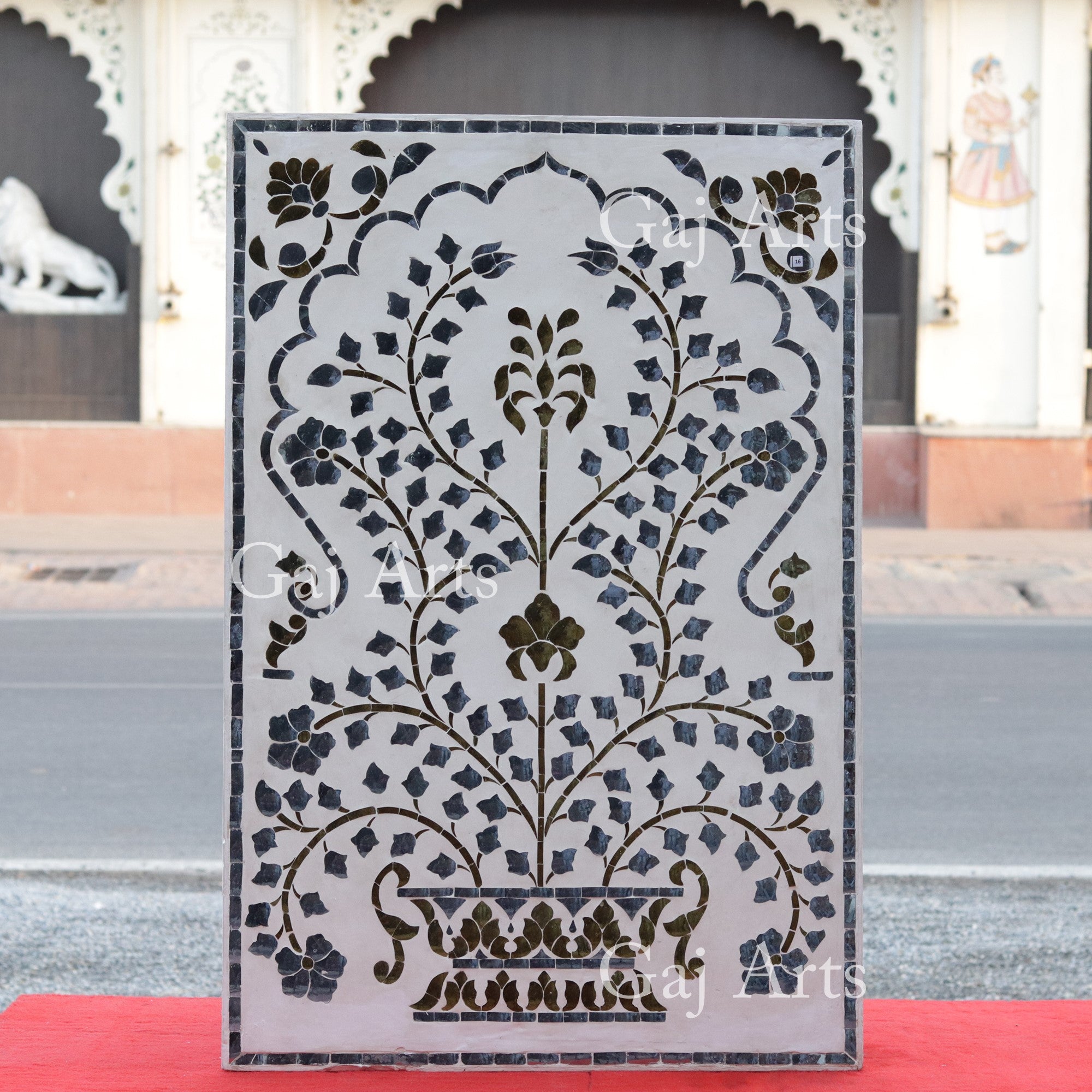 Thikri Mirror Inlay Wooden Panel | 16 Inch