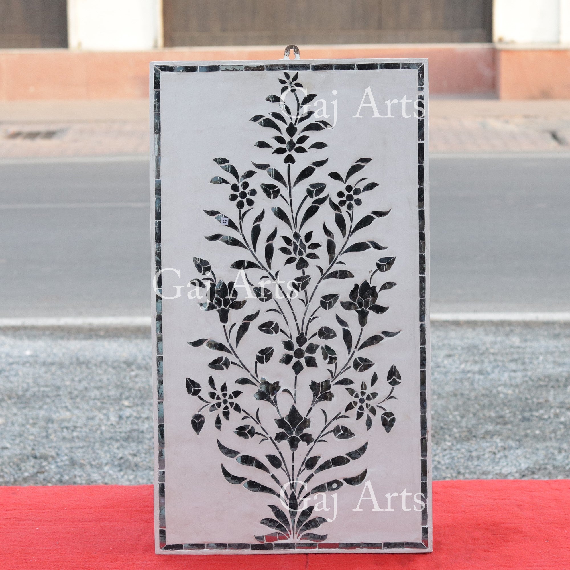 Thikri Mirror Inlay Wooden Panel | 17 Inch